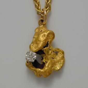 Nugget & Diamond Pendant